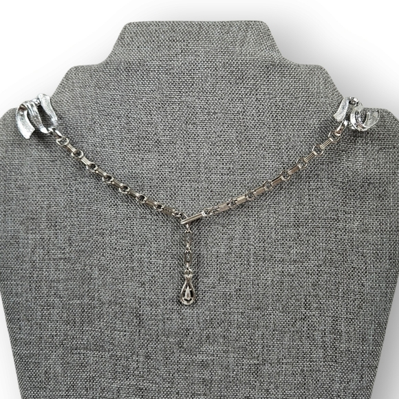 Vintage 50s Choker Necklace Silver Tone Wide Link Chain Adjustable 13" - 16.5" - Picture 6 of 7